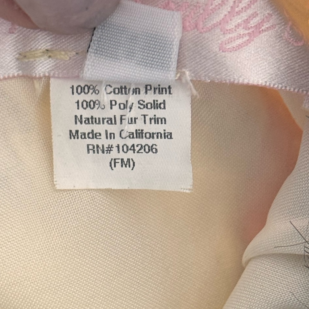 Vintage Trish Scully Monkey Palm Tree Faux Fur Collar Rhinestone Dress Girls 8 - Picture 6 of 11